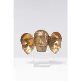 Visage ouvert, visage caché by Igor Mitoraj, Bronze à patine doré reposant sur un socle en Plexiglas, sold Mar 2023
