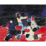 Nuit au parc des princes by Nicolas de Staël, 1952, Huile sur carton, sold Jun 2023