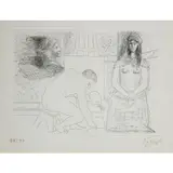 Peintre ramassant son Pinceau (pl. VII du Chef- d'Œuvre Inconnu) (1927) - 1931 by Pablo Picasso, Eau-forte sur papier vélin Van Gelder Zonen, sold Jun 2023
