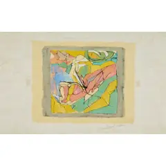 Composition - c. 1960 by Jacques Villon, Lithographie sur papier japon Kozo, sold Jun 2023