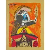 Portraits imaginaires 27,2,69 I - 1969 by Pablo Picasso, Lithographie sur papier à fond brun imitant le kraft, sold Jun 2023