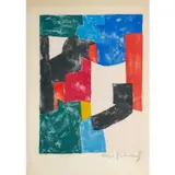 Composition noire, bleue et rouge (Lithographie 37) - 1962 by Serge Poliakoff, Lithographie sur papier vélin, sold Jun 2023