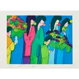 Offrande de fleurs - 1982 by Walasse Ting, Lithographie sur papier vélin, sold Jun 2023
