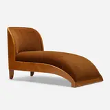 Chaise lounge by Léon Jallot, c. 1935, maple burl, upholstery, sold Jan 2023