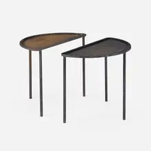 Occasional tables, pair by Mathieu Matégot, c. 1950, enameled and perforated steel, sold Jan 2023