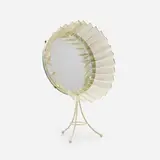 Table mirror by Mathieu Matégot, c. 1950, enameled and perforated steel, mirrored glass, sold Jan 2023