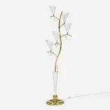 Floor lamp by Modern, c. 1970, brass, enameled aluminum, sold Jan 2023