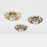 Ceiling lamps, set of three by attribution Verner Panton, c. 1970, chrome-plated brass, brass, chrome-plated steel, sold Jan 2023