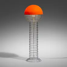 Floor Lamp by Verner Panton, 1972, chrome-plated steel, plastic, sold Jan 2023
