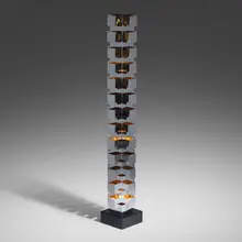 Floor lamp by C. Jeré, c. 1975, chrome-plated steel, enameled steel, sold Jan 2023