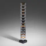 Floor lamp by C. Jeré, c. 1975, chrome-plated steel, enameled steel, sold Jan 2023