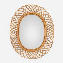 Wall mirror by Fratelli Castano, c. 1965, rattan, glass mirror, sold Jan 2023