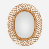 Wall mirror by Fratelli Castano, c. 1965, rattan, glass mirror, sold Jan 2023