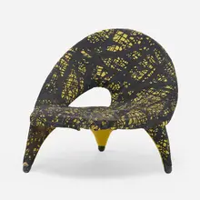 Arabesk chair by Folke Jansson, 1955, upholstery, lacquered wood, sold Jan 2023