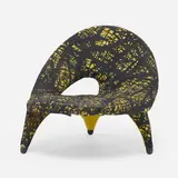 Arabesk chair by Folke Jansson, 1955, upholstery, lacquered wood, sold Jan 2023