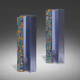 Table lamps, pair by Angelo Brotto, c. 1960, enameled steel, plastic, brass, sold Jan 2023