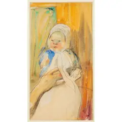 Study of Infant by William Sommer, Pencil watercolor, offered May 2026