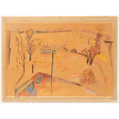 Landscape with Houses by William Sommer, 1939, Ink and watercolor, offered May 2026