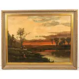 River Landscape with Sheep and Figure by Andrew Wilson, Oil on Canvas, offered Apr 2026