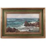 Rocky Coastal Scene by Augustin Mervart, Oil on board, offered Dec 2025