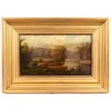 Hudson River Scene by J. P. Norris, Oil on board, offered Dec 2025