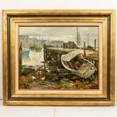 Low Tide in Gloucester Harbor by Leslie Cope, Oil on canvas, offered Dec 2025