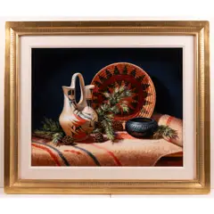 From Enduring People by Sue Krzyston, 1992, Oil on canvas,Signed lower right. Signed, offered Oct 2025