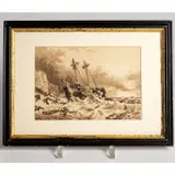 Coastal Scene with Shipwreck by Edward Moran, 1888, Watercolor on paper, offered Sep 2025