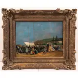 19th/20th century., Coastal scene with figures by J. Le Saux French, 1907, Oil on canvas,Signed lower right., offered Sep 2025