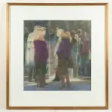 Pedestrians,Mixed Media with graphite by Elinore Schnurr, pastel, offered Sep 2025