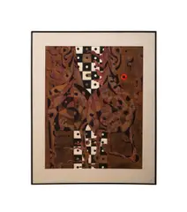 Two Horses in a Thunderstorm" - 1963 by Tadashi Nakayama, woodblock print on paper, sold Feb 2026
