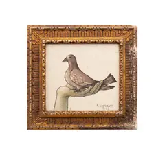 Untitled - Pigeon in Hand - 1962 by Keith Ingermann, oil on masonite, sold Feb 2026