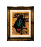 Der Teufel in Robert Gerber" - 1966 by Peter Keil, acrylic and newspaper on masonite board, sold Feb 2026