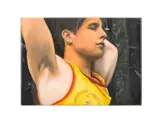 Untitled" - Athlete Stretching - 2007 by Juan Tessi, oil on canvas, sold Feb 2026