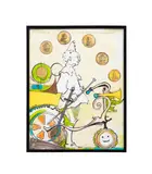 The Ponzi Bike Take You For a Ride" - 2018 by Ben Smith, mixed media on paper, sold Feb 2026