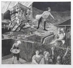 Untitled by David Becker, etching "Right Turn", sold Jan 2024
