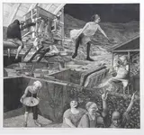 Untitled by David Becker, etching "Right Turn", sold Jan 2024