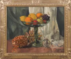 still life painting by Stanley Grimm, oil on masonite, sold Jan 2024