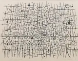 Points and Lines by Dan Miller, woodcut on paper, sold Jan 2024