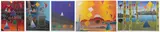 (5) serigraphs by Arthur Secunda, silkscreen on paper, sold Jan 2024