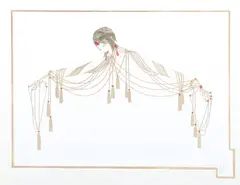 Untitled by Erté, serigraph "The Golden Pearls", sold Jan 2024