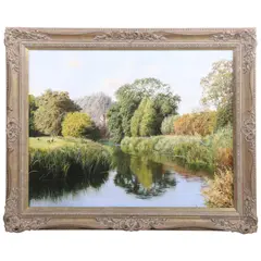 English landscape painting "A Fine Day in Prospect by Michael James Smith, oil on canvas, sold Jan 2024