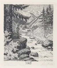 Untitled by Lyman Byxbe, etching, sold Jan 2024