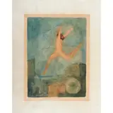 Nude Leaping by Kiro Urdin, 1985, watercolor on paper, sold Mar 2022