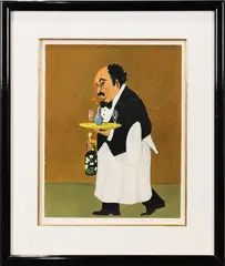 Waiter with Champagne by Guy Buffet, screenprint, sold Mar 2022