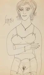 Nude Standing in Stockings by F. N. Souza, graphite, sold Apr 2026