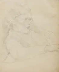 Portrait of a Girl in Glasses by Stanley Spencer, graphite, sold Apr 2026