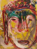Tool Head, 1983 by Roberto Juarez, 1983, acrylic and oil on paper, sold Apr 2026