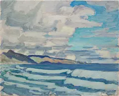 Surf, Barbados, 1932 by J. E. H. MacDonald, 1932, oil on board, sold May 2026