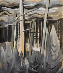 Grey Trees, circa 1930 by Emily Carr, circa 1930, oil on paper, sold May 2026